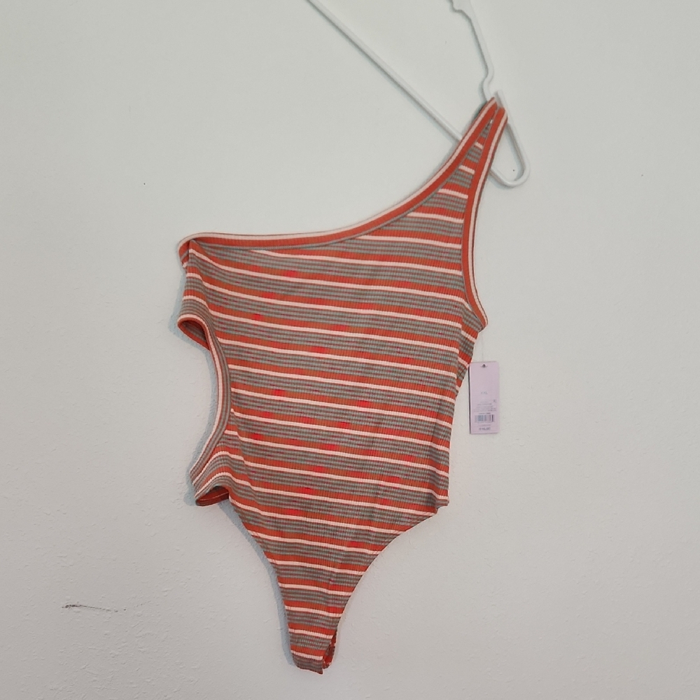 🪩 2/$15 // WILD FABLE: NWT Orange Striped Bodysuit With Side Cutout